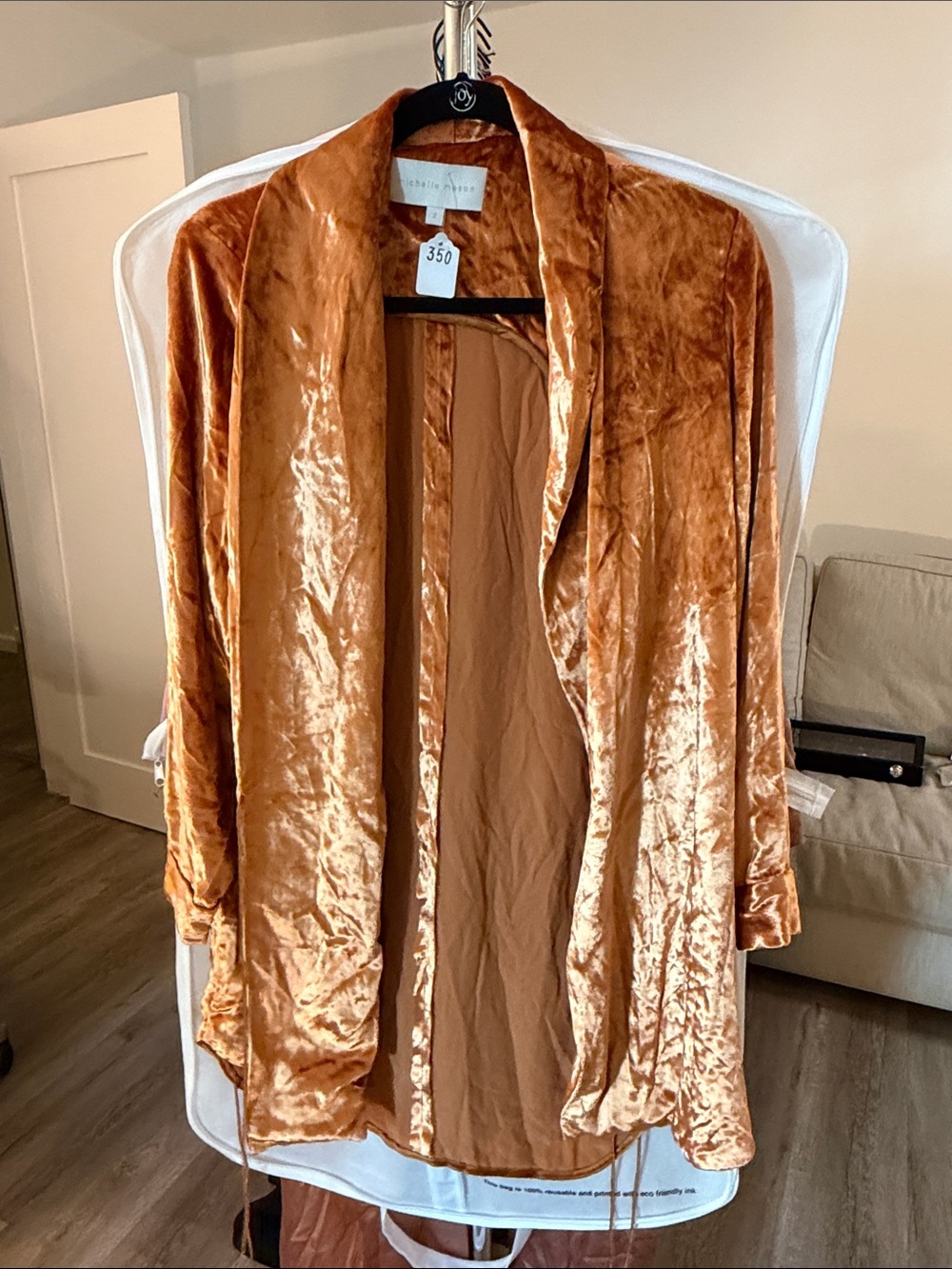 Velvet Robe Duster in Burnt Orange - Unbranded